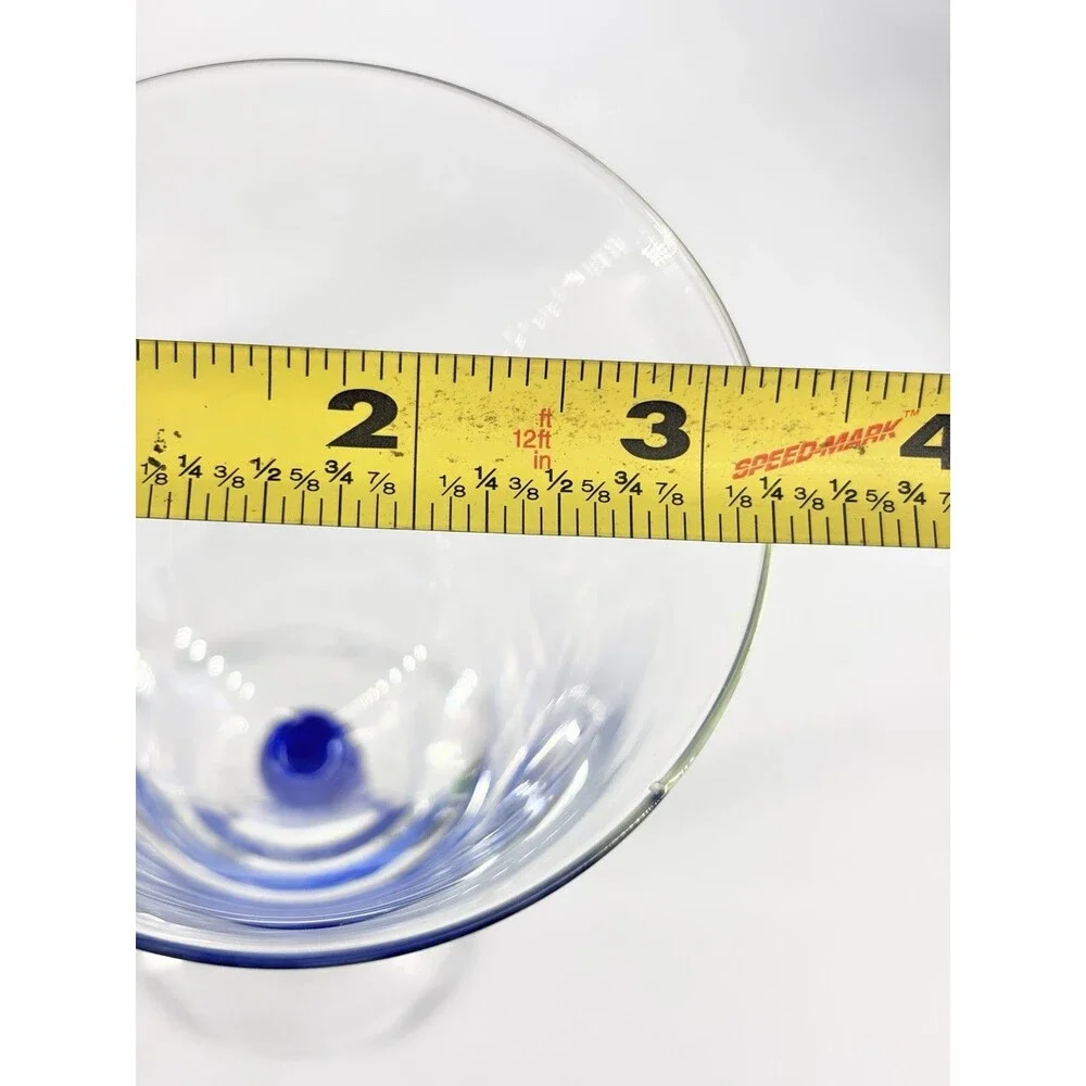 PIER 1 Blue Ribbon Swirl Stem Wine Goblet Glasses